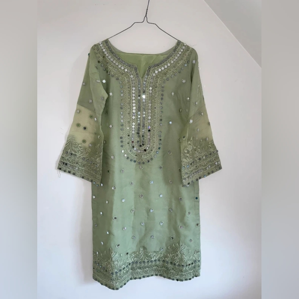 Elegant Green Embellished Dress